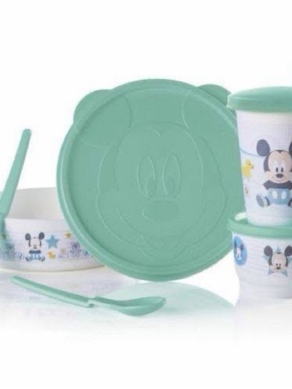 NIB Tupperware | Disney Playtime Mickey Mouse Baby Feeding Set | Mint Green